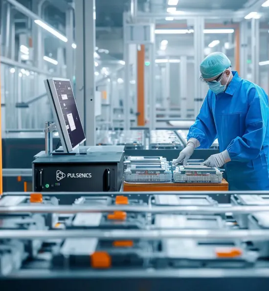 Battery quality assurance engineer reviewing test data